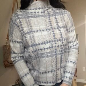 Rachel Zoe Blue and Cream Plaid Turtleneck Sweater